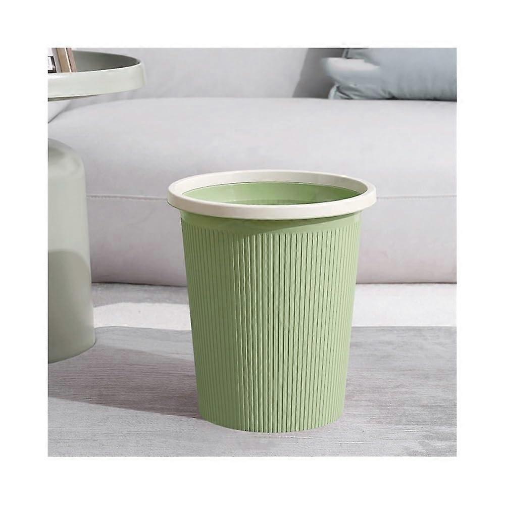 Medium Green Plastic Trash Can with Pressure Ring, Large Opening, Easy Clean for Kitchen and Bath