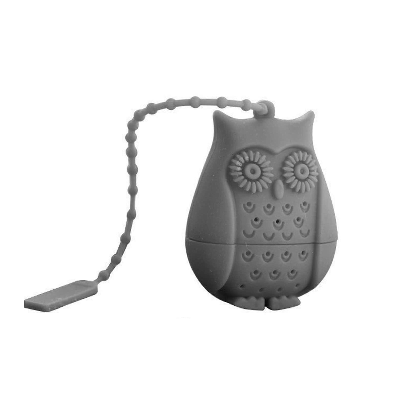 Tea Infuser Silicone Owl Strainer for Loose Leaf Tea, Cute Design, Fits Most Cups, Gray