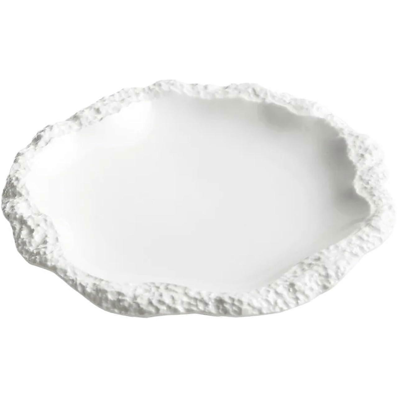 Ceramic Dessert Plates Set 11.6 inch Rock Pattern Flat Serving Plates for Elegant Versatile Use