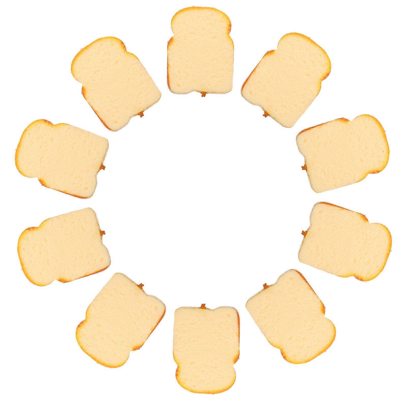 Artificial Toast Bread Slice for Decor 10Pcs Light Yellow PVC Simulation Set