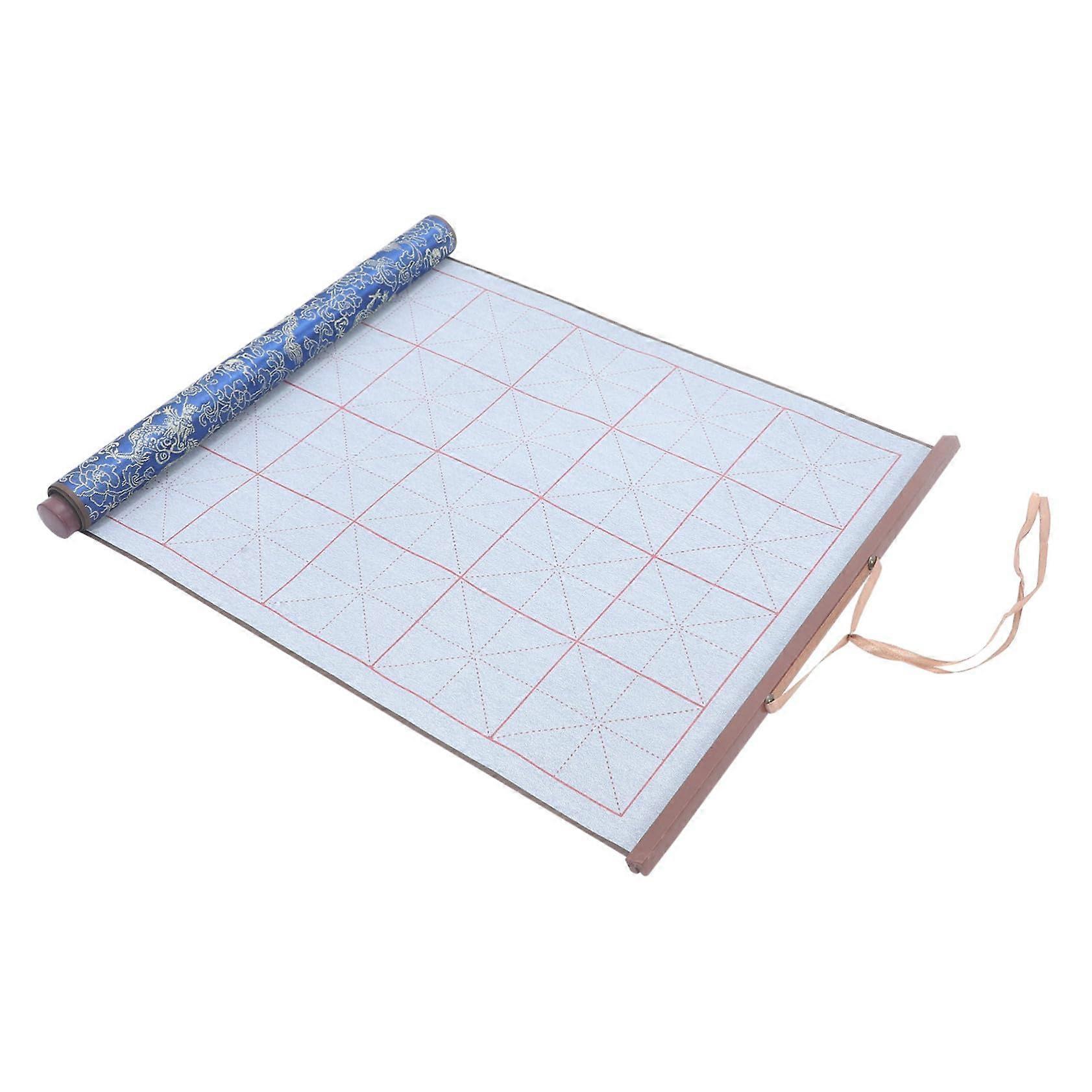 Chinese Calligraphy Practice Water Cloth with Automatic Disappearing Ink, Reusable Gridded Mat for Beginners, Blue Dragon Pattern