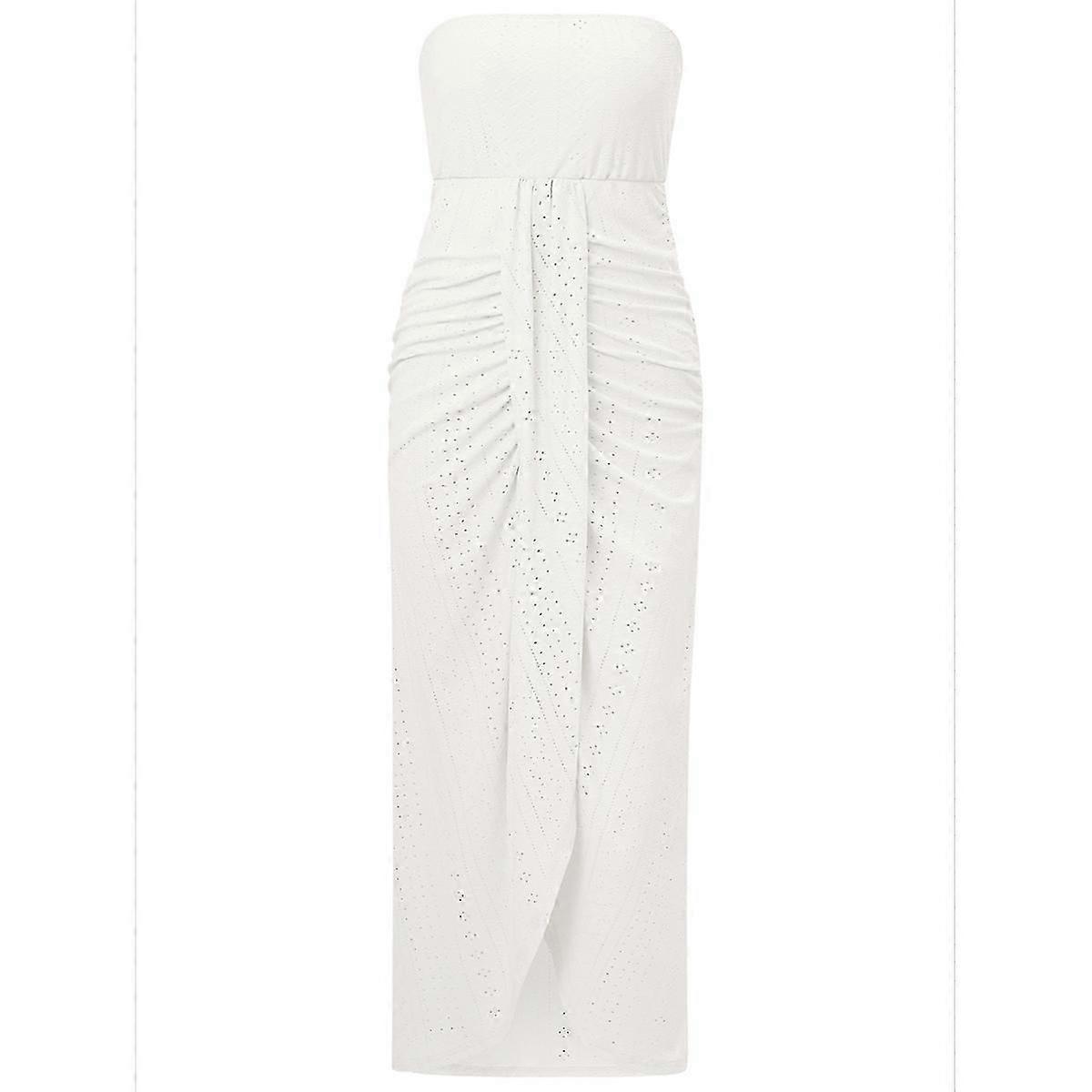 Off-Shoulder High Waist Dress White S