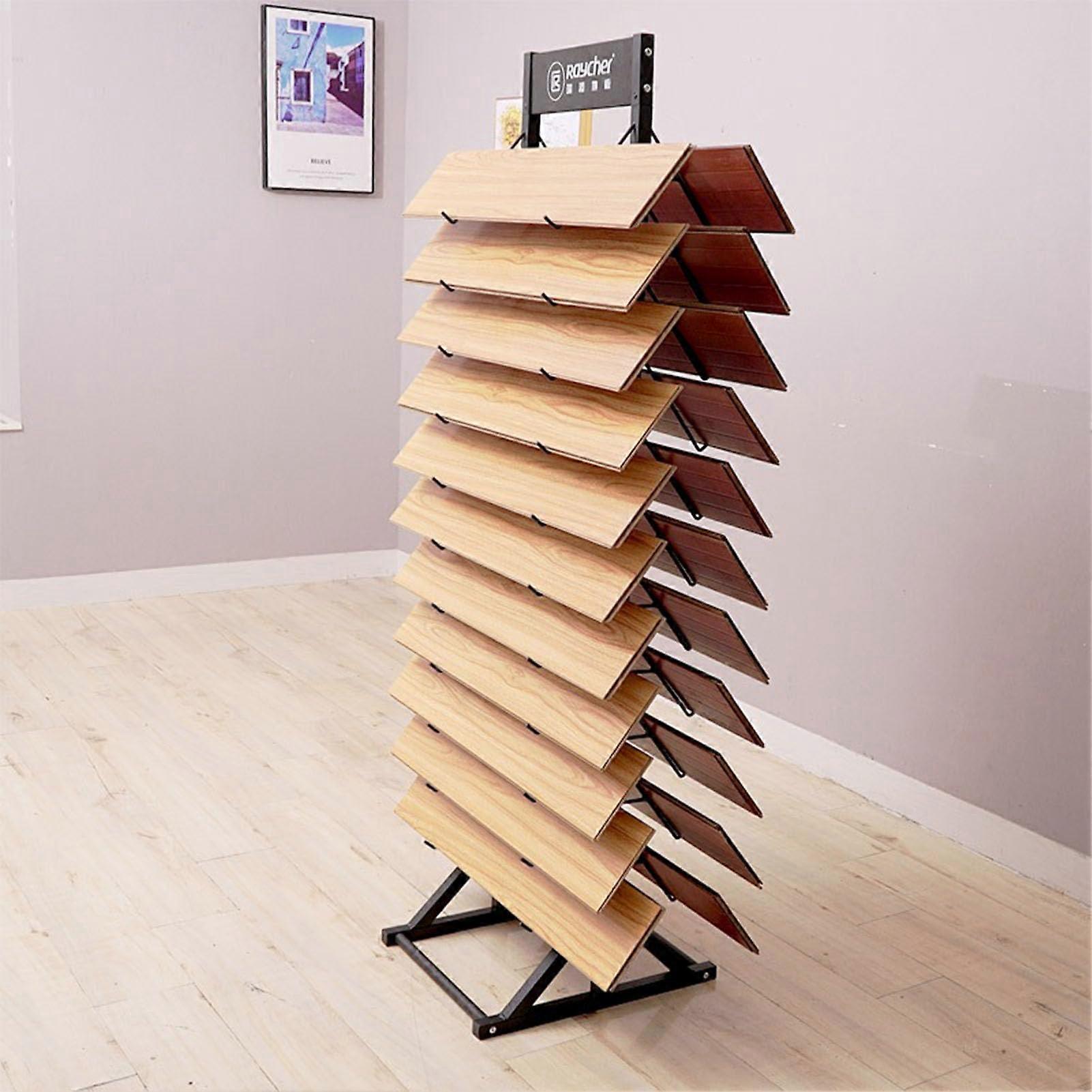 Tile Display Rack with Tilted Nonslip Slots, DoubleSided Durable Iron Flooring Sample Stand for Showroom