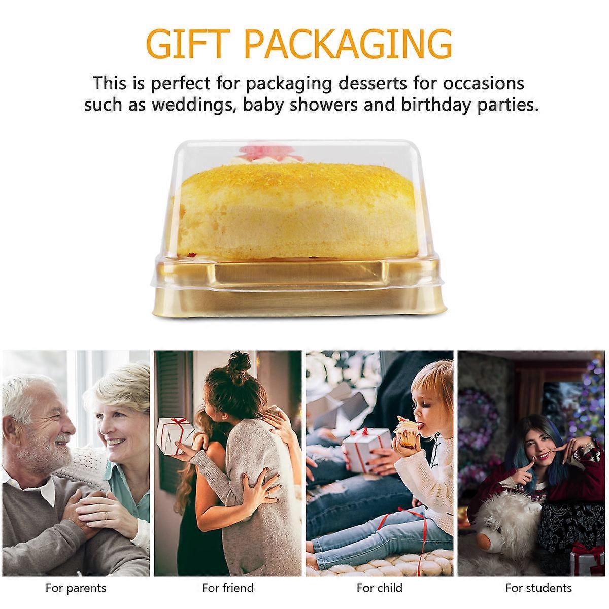 Food Packaging Box Square Plastic Transparent Cake Box for Packaging 100Pcs