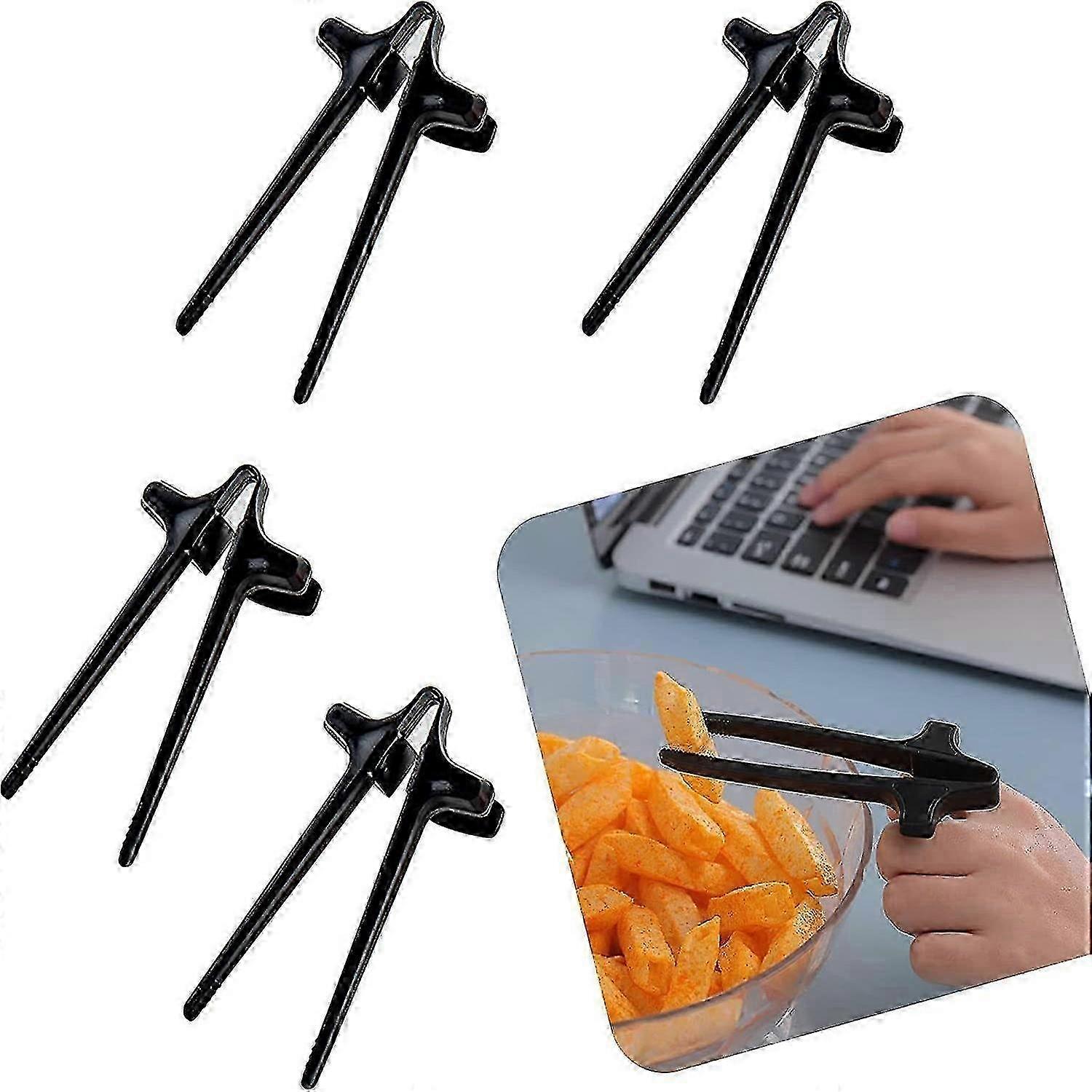 4 Stück Finger-Essstäbchen (schwarz)