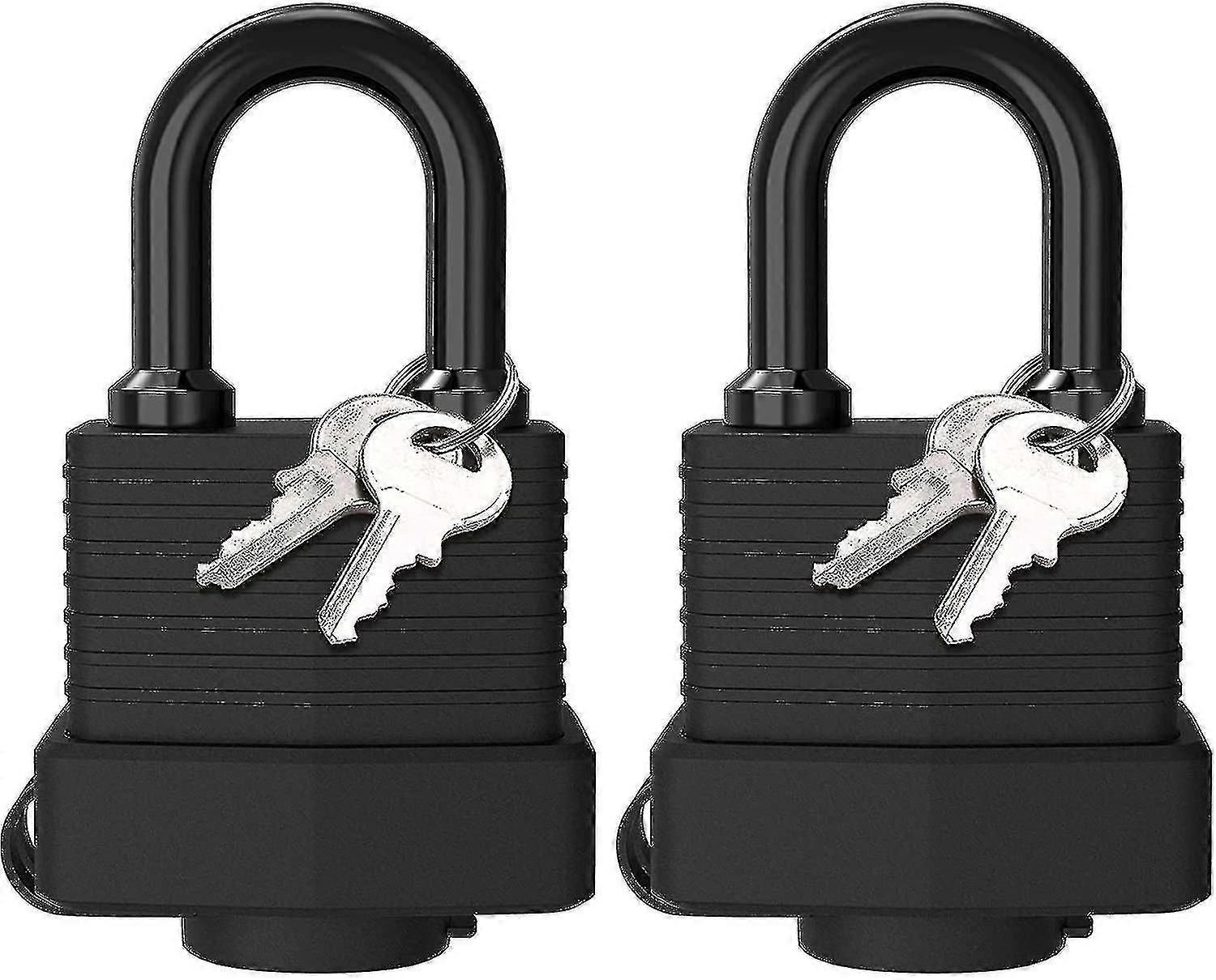 Padlock With Key, [2 Pack] [4 Keys] Padlock Waterproof Lock Key Padlocks 40mm