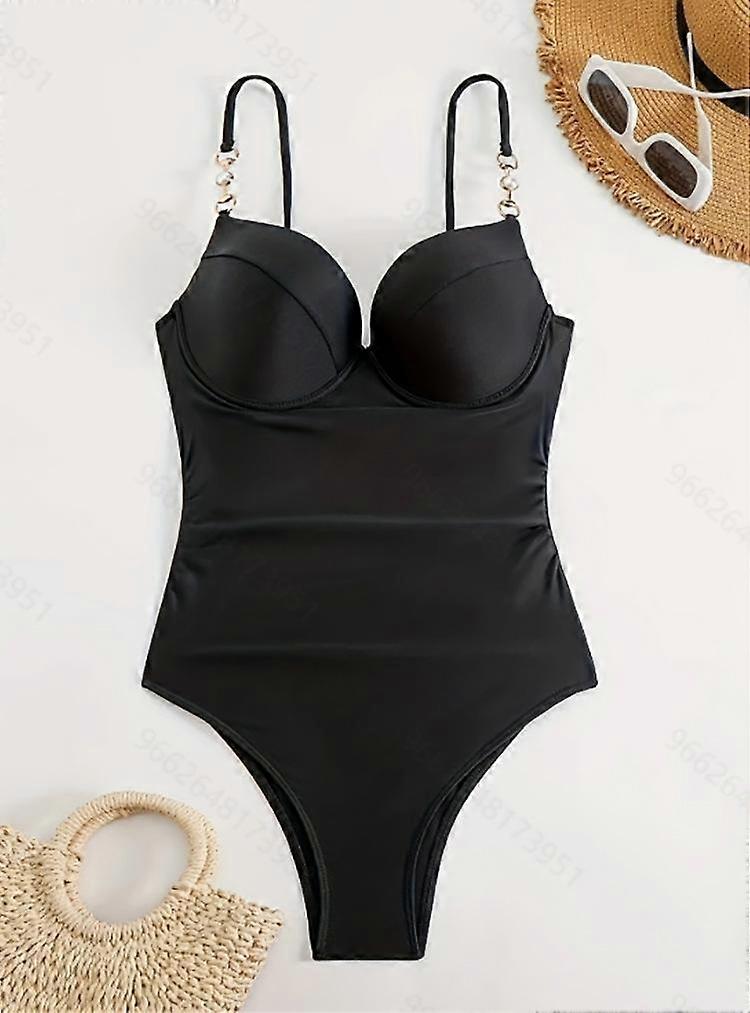 Solid Pleated Strapless Women's Beach One - piece Swimsuit
