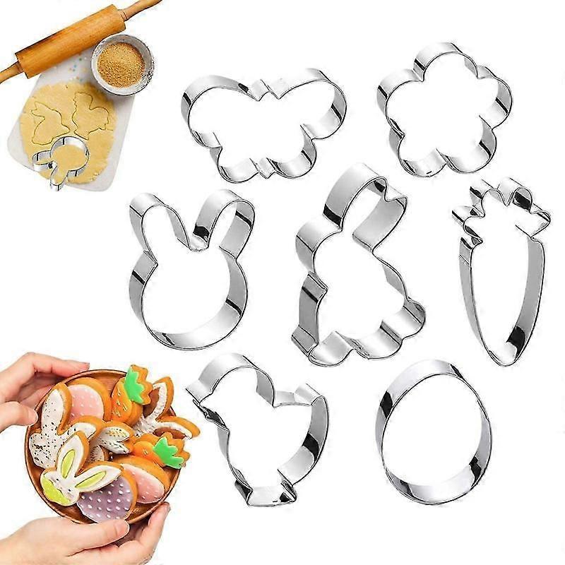 Metal cookie cutters set 7pcs Easter bunny carrot egg baking kit