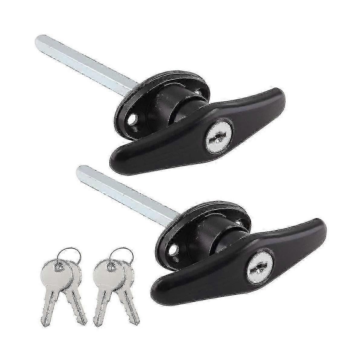 Truck topper T-handle lock with keyed replacement for canopy shell