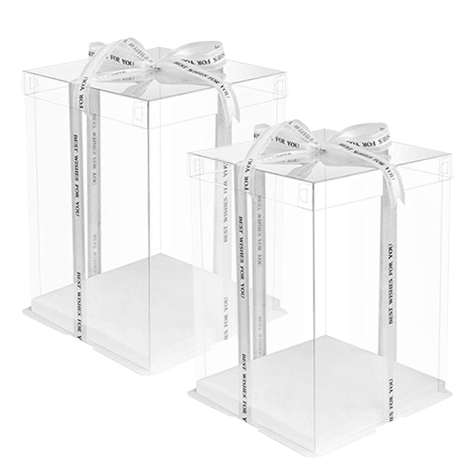 Cake Packaging Boxes for Cake Storage 2Pcs White Transparent Pet Boxes