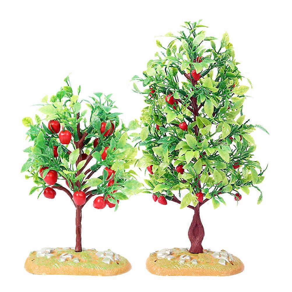Simulation Fruit Tree Model for Decor 2Pcs Plastic Mini Trees Realistic Sand Table