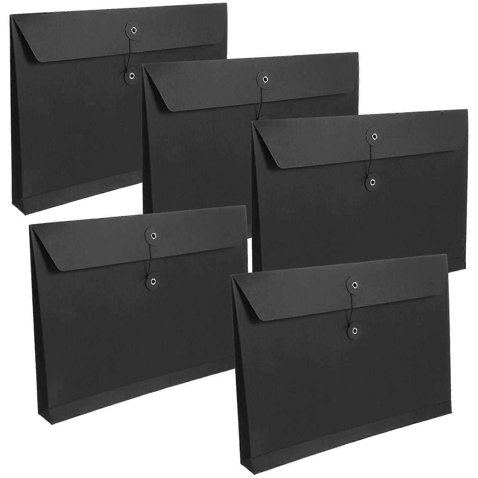 Black File Storage Bags for Document Organization 5Pcs Practical Set