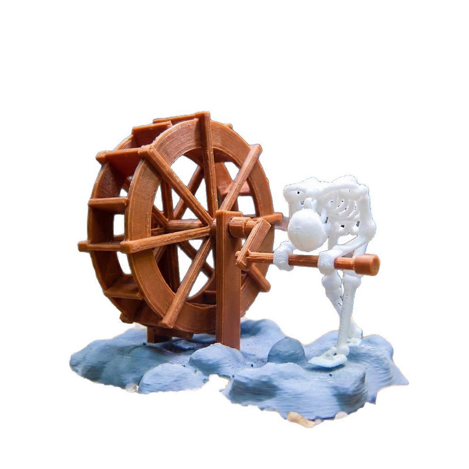 Décoration d'aquarium squelette avec roue à eau mobile
