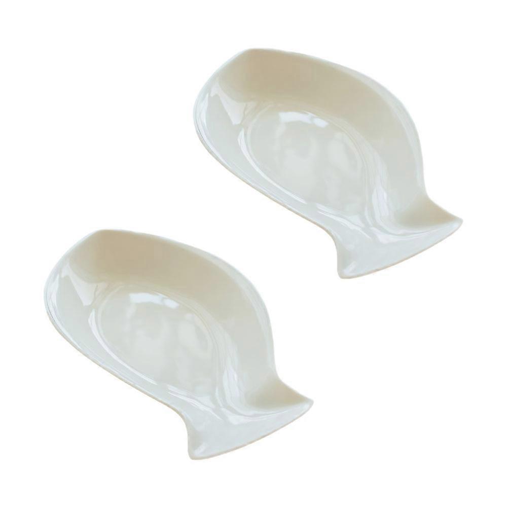 Ceramic Fish Plate for Food Serving 2Pcs White Dinnerware Set