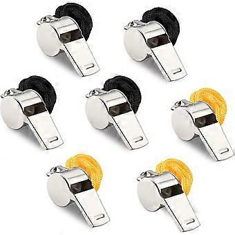 7 Pack Whistles, Coaches Whistles with Lanyard Sports Whistle Loud Crisp Sound Stainless Steel Whistles for Referees Training Gyms Emergency