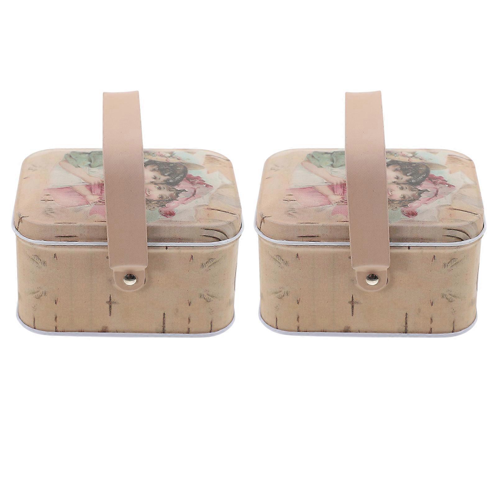 Easter Biscuit Tinplate Boxes Storage Box for Storage 2Pcs