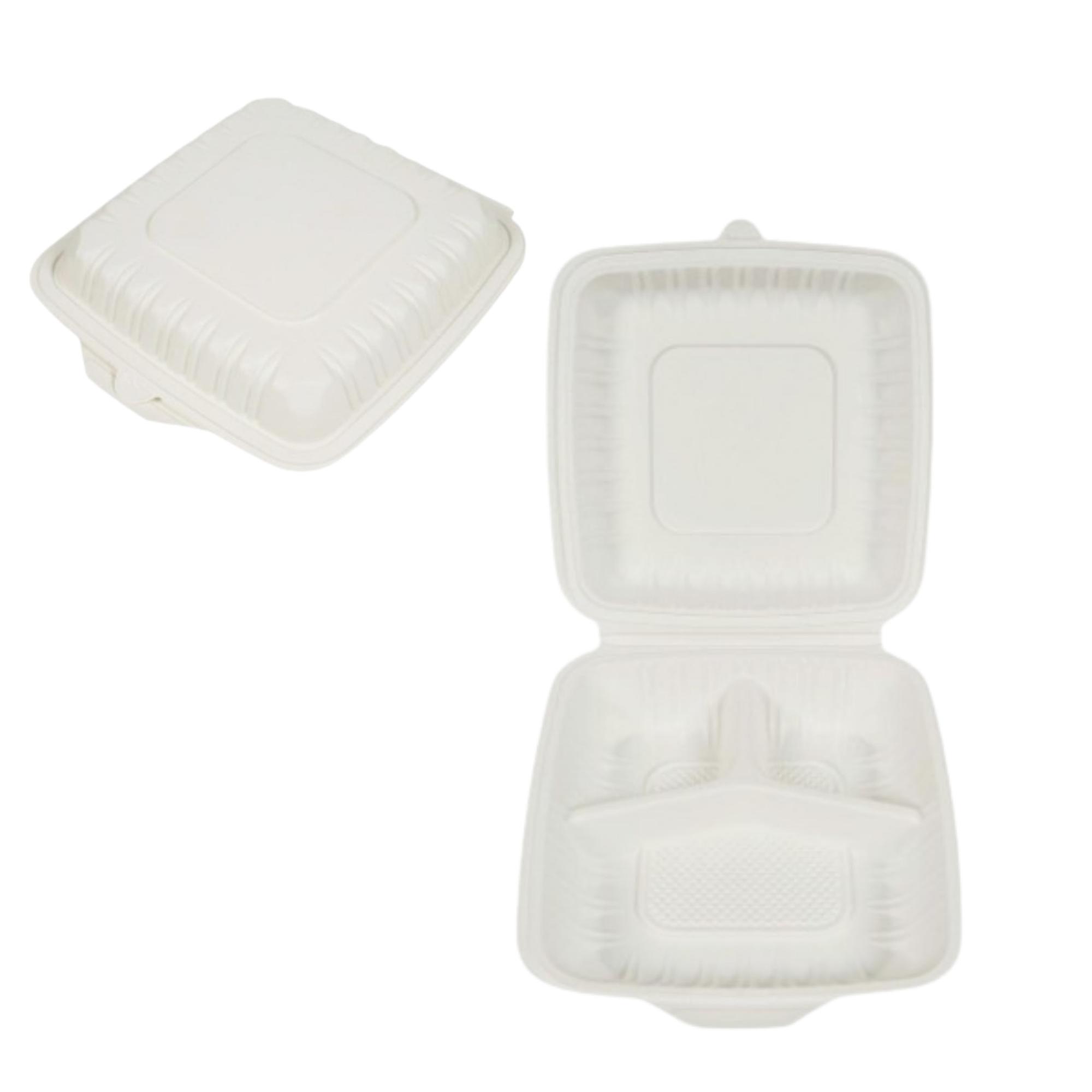 3 Compartment Large Takeaway Boxes. Square (24x24)