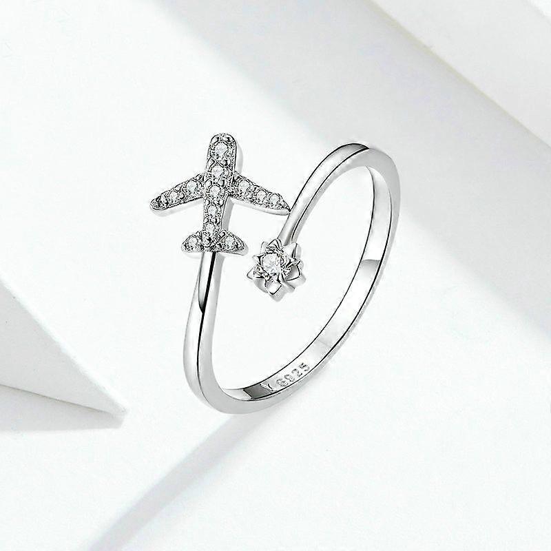 Sterling Silver Ring Plane Zircon Open Ring
