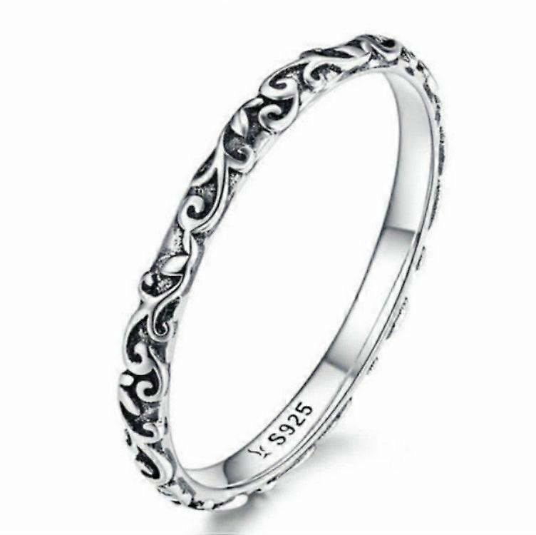 Vintage Pattern Sterling Silver Ring, Size:6 US Size