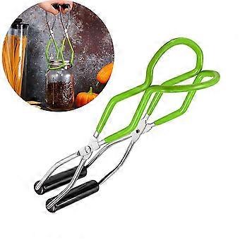 Conserven/pot lifter, voor potdiameters tot 18 cm, verchroomd staal/kunststof, zilver/rood