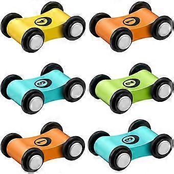 6 Pieces Wooden Mini Cars Wooden Car Ramp Track Toys for 1 - 2 - 3 Years Olds,Wooden Car Ramp Racing Toys Replacement Vehicle Set Racing Party Favors
