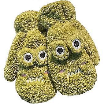 Cute Cartoon Frog Mitten Gloves Plush Gloves Autumn Winter Thick Warm Gloves Hanging Neck Gloves for Women Girls
