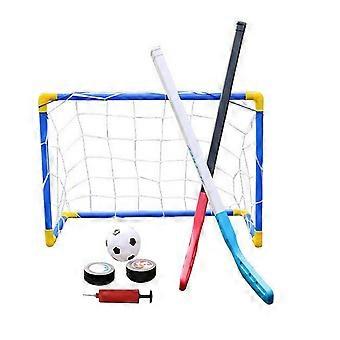 1 juego de objetivos de hockey conjunto de ejercicios duraderos desmontables entrenamiento de habilidades de interacción de dos personas juegos de objetivos de hockey de interior para niños al aire libre
