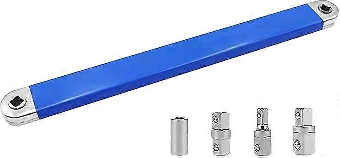Multi-function adjustable wrench extension with drive adapter, for garage DIY enthusiasts