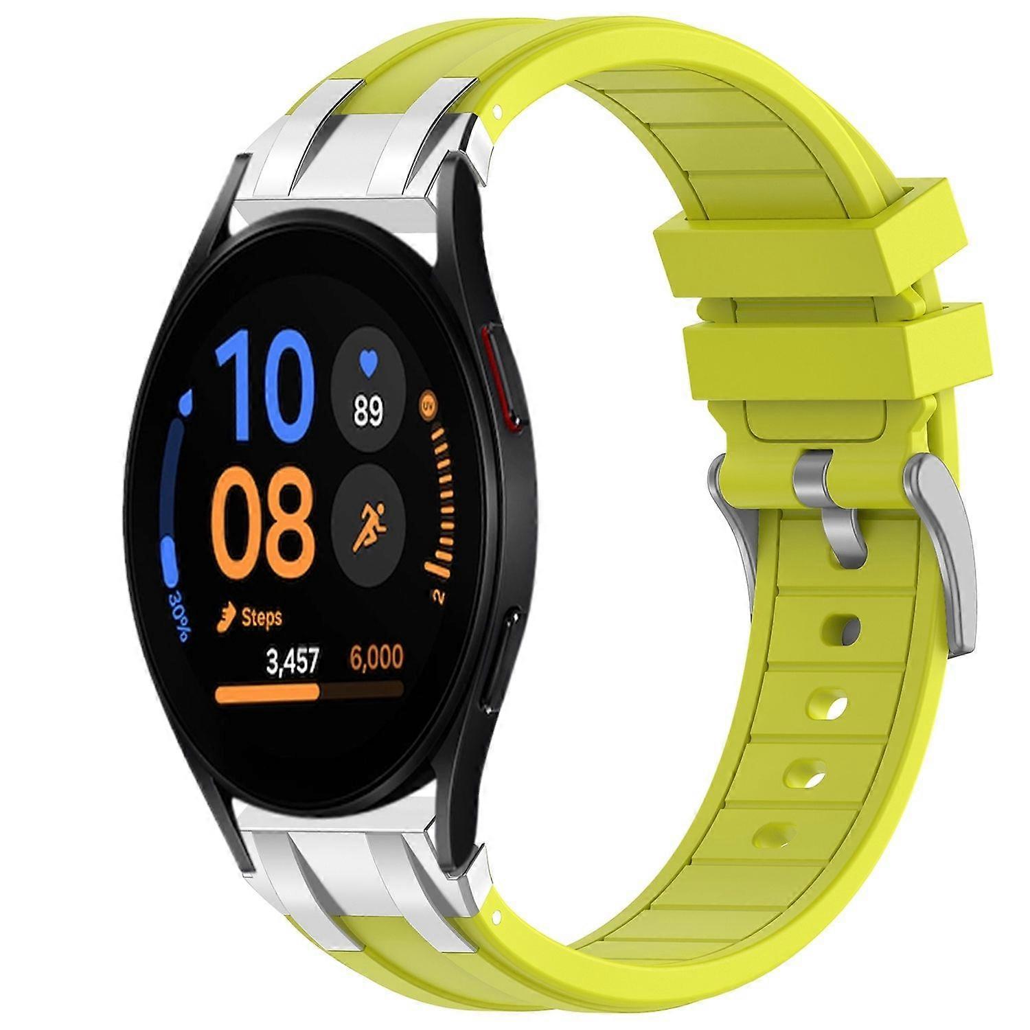 For Samsung Galaxy Watch FE 40mm Silicone Quick Release Silver Buckle Replacement Arm Band Yellow