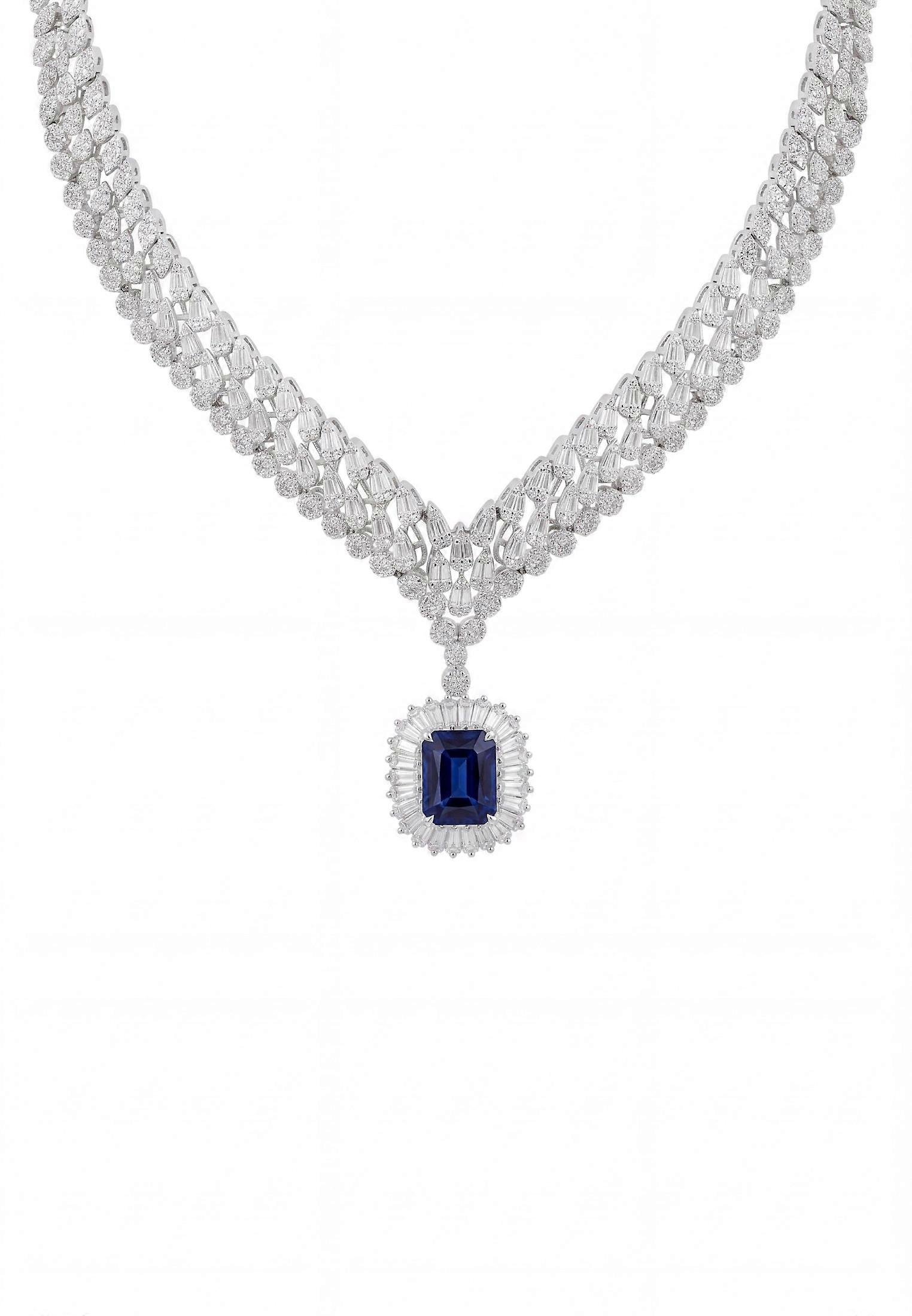 Countess Statement Sapphire Necklace Silver