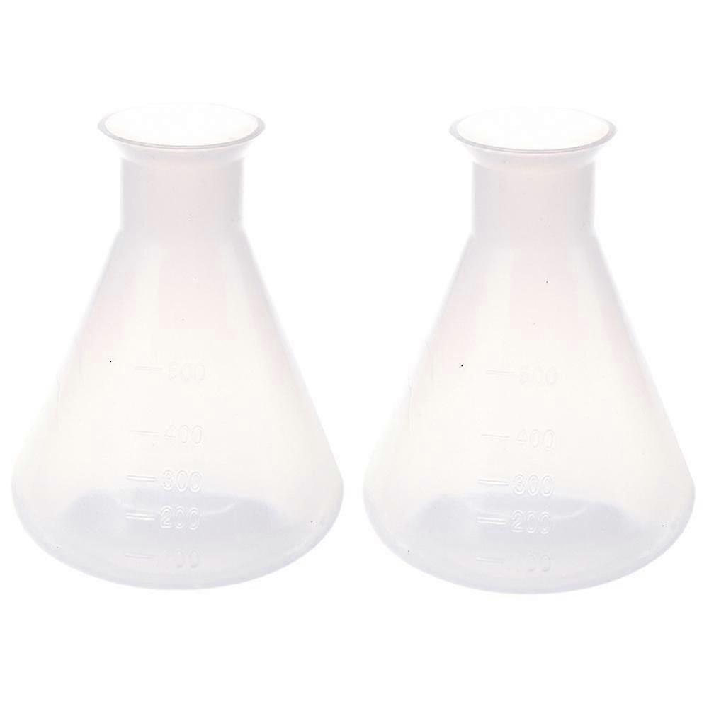 2 500ml Clear Plastic Lab Chemistry Erlenmeyer Flasks