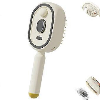 Pente elétrico a vapor, pente elétrico 3 em 1 com massagem a vapor, pente elétrico a vapor recarregável, antiestático, suave para cabelos crespos e couro cabeludo (branco).
