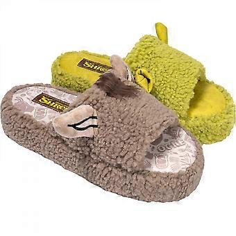 Shrek and Donkey Mismatched Unisex Fluffy Platform Slippers