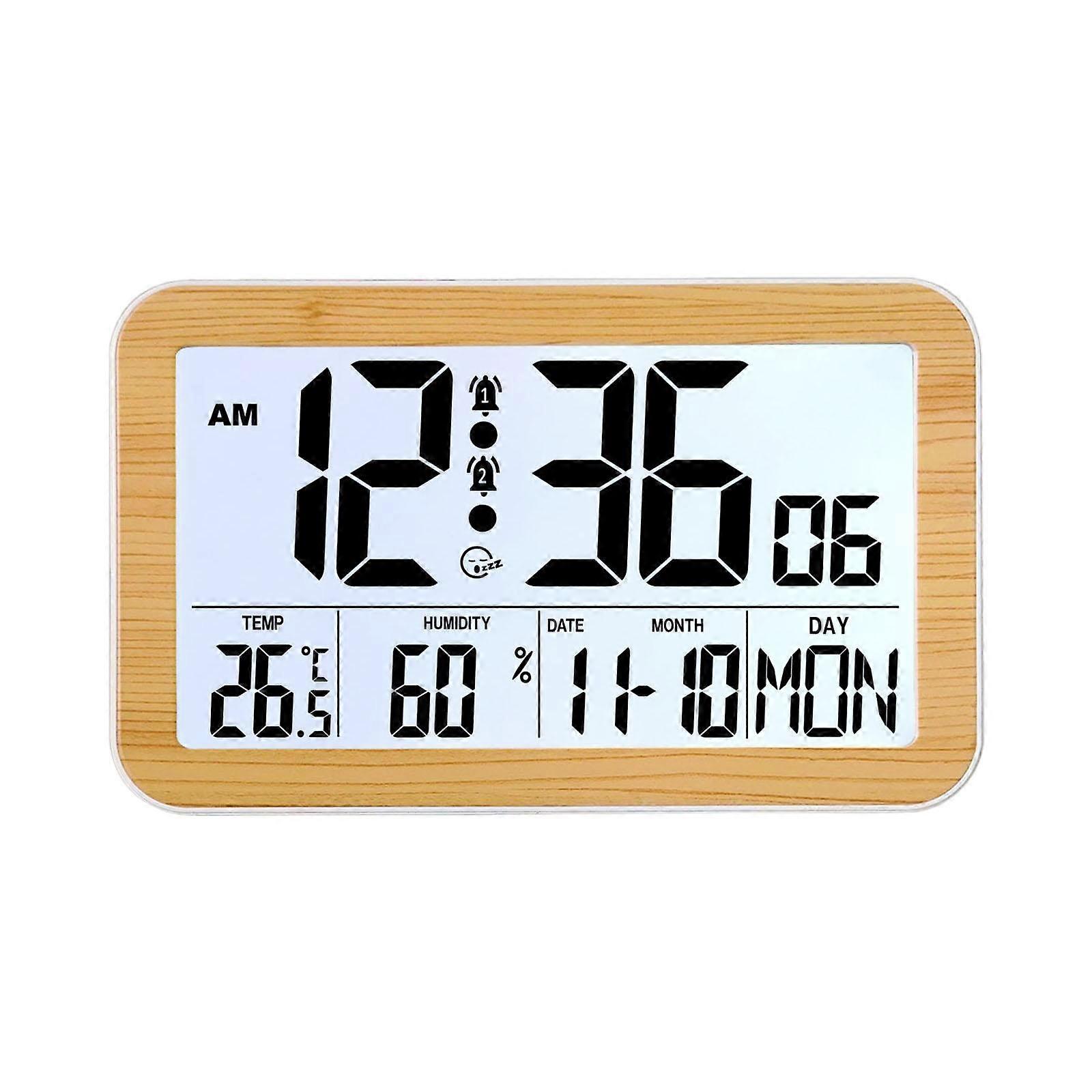 Digital Clock Double Alarms Lightweight Decorative Wall Mount Utility Bedside