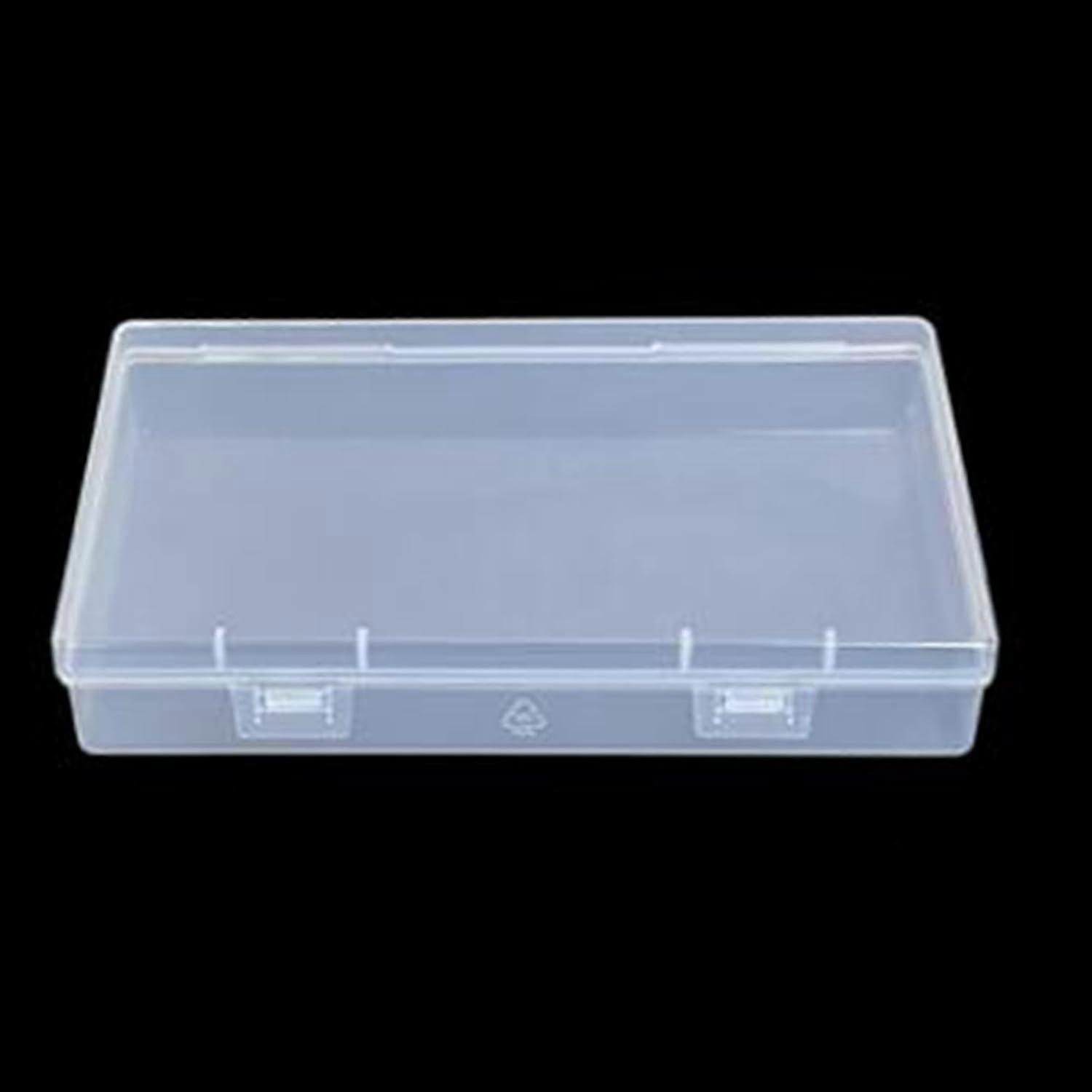 3Pcs Transparent Plastic Storage Boxes Rectangle White 16.3x9.3x3.1cm Stackable Containers for Home Small Item Organization