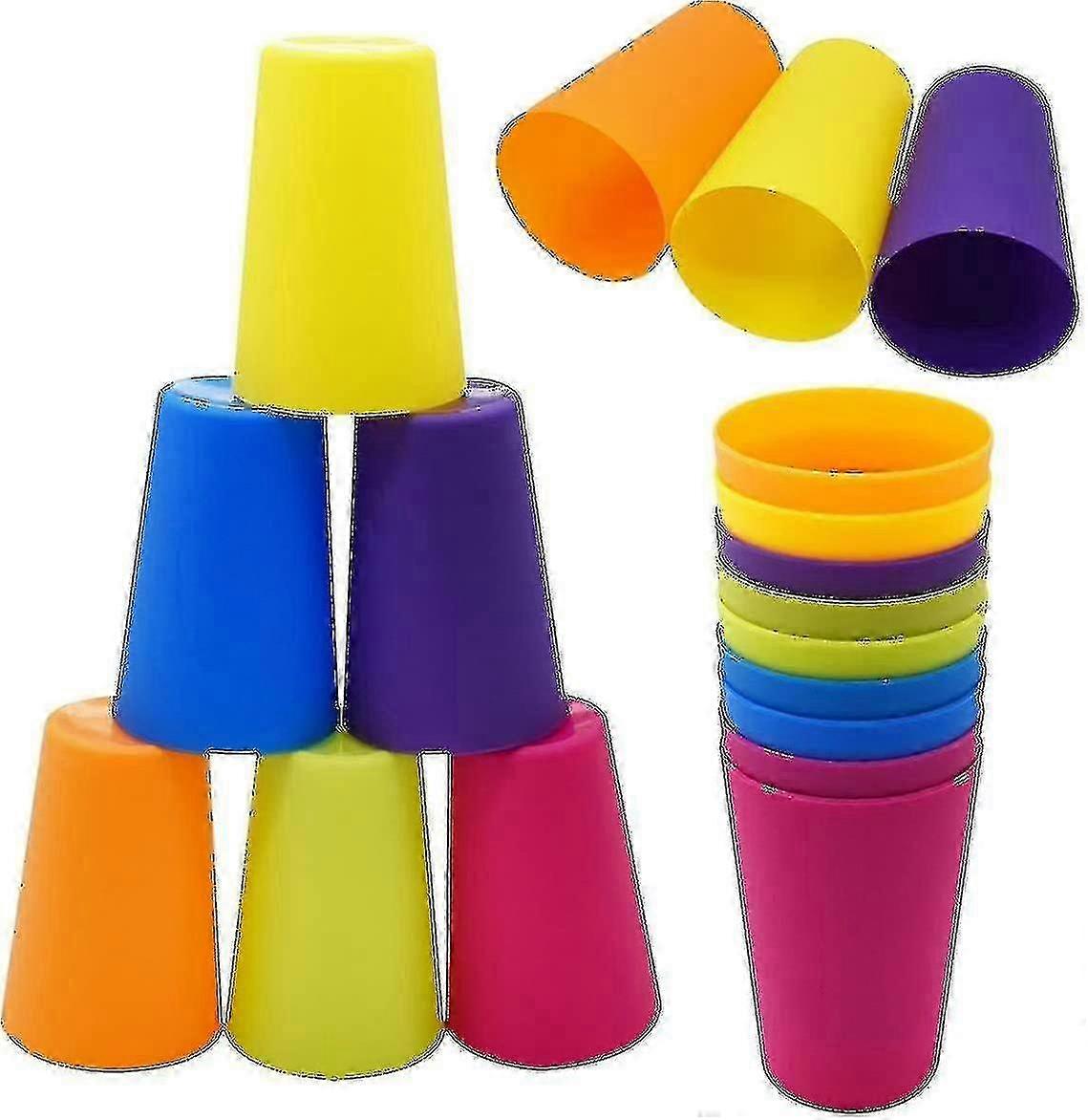 Color Plastic Drinking Cups,18pcs Reusable Stacking Plastic Cup Children Cup