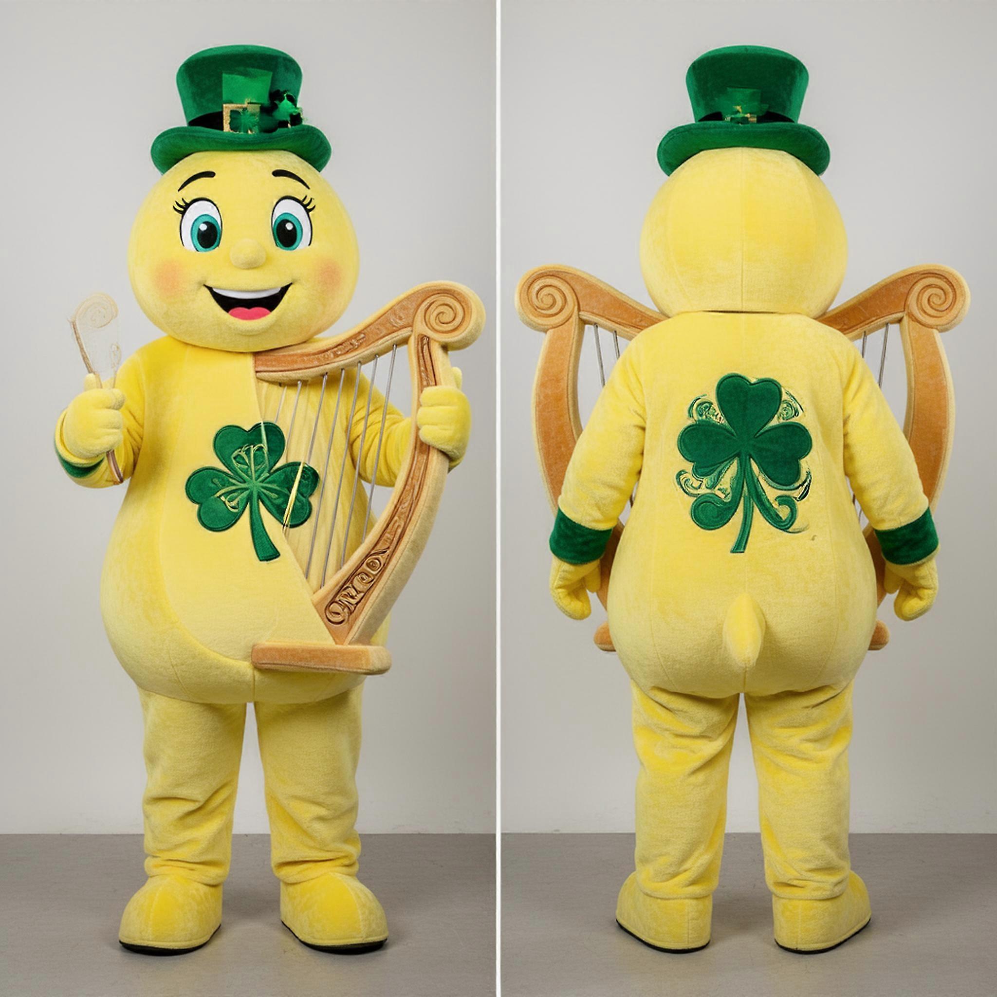 MASTICOT Lemon Yellow Cheerful Celtic Harp Mascot