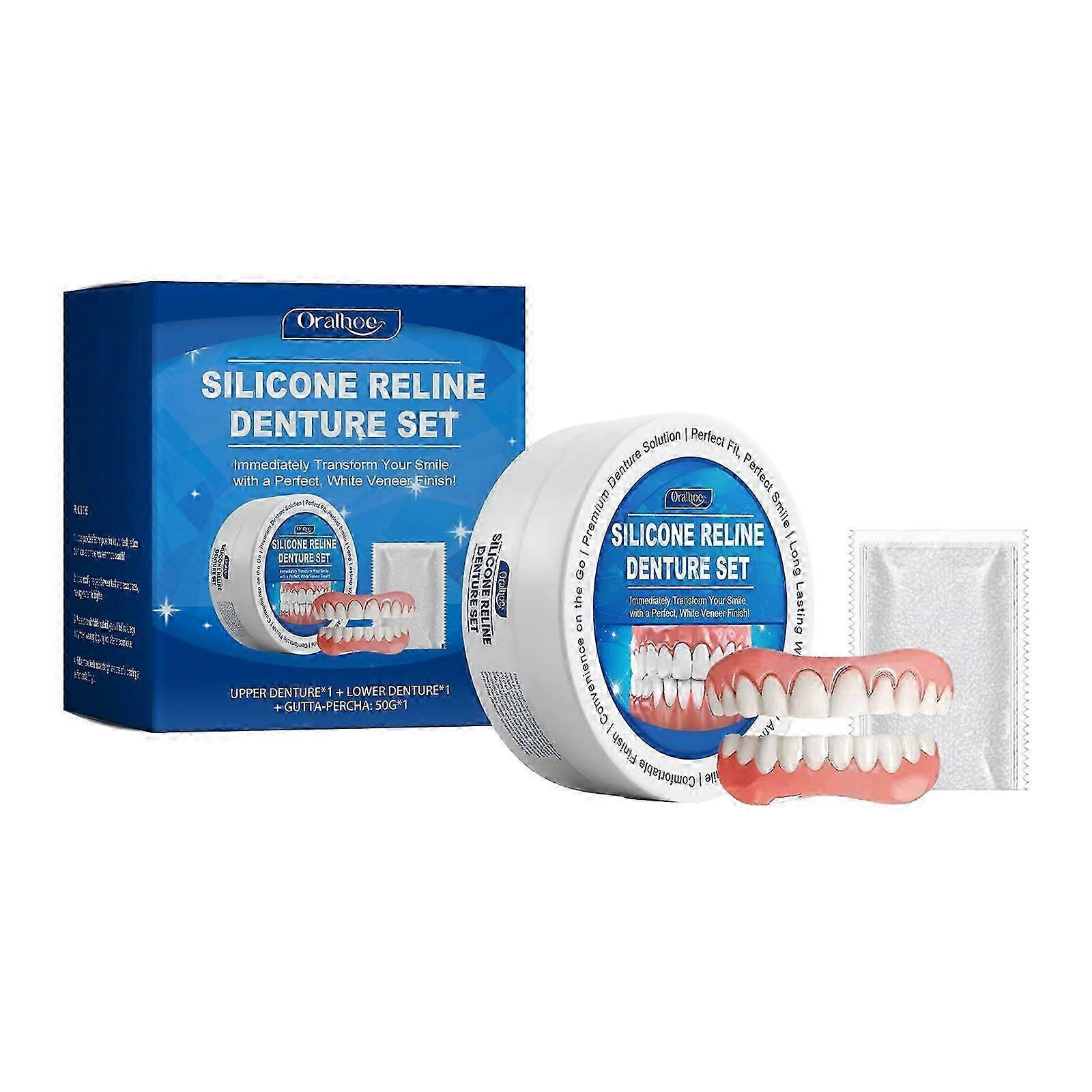 Complete Denture Set, Polyvinyl Alcohol Crosslinked Polymers, Shape Stable, Flexible, Comfortable, Improves Smile Appearance