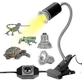 Kit lampada di calore per tartaruga Lampada di calore per rettili con 2 lampadine Uva Uvb 25w 50w lampada tartaruga a base lunga 360 rotazione per tartaruga rettile lucertole serpenti camoscio