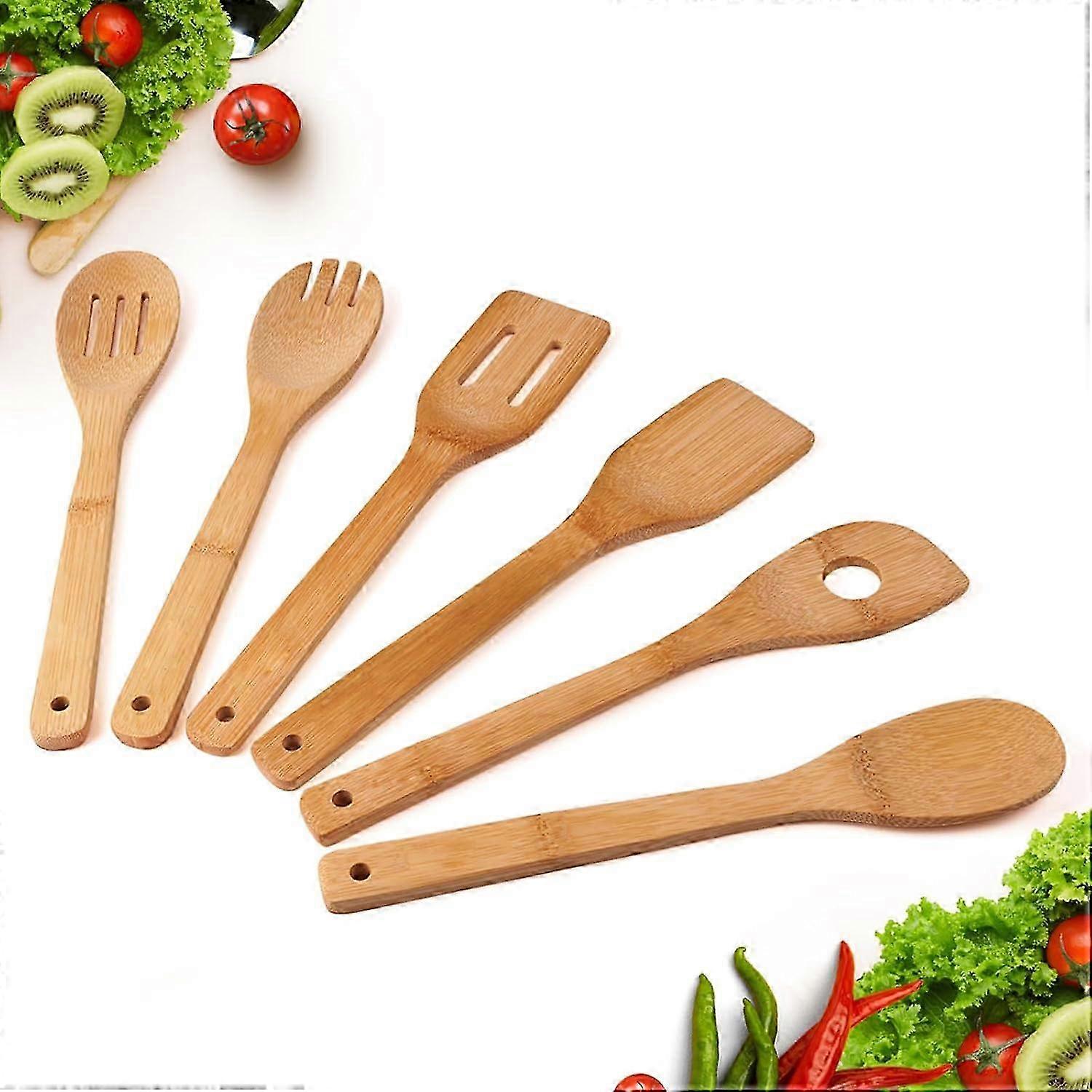 Solid Bamboo Cooking Spoon Set