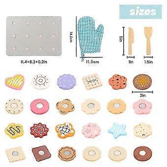 Wooden Cookie Play Food Set for Kids,Kitchen Toys Pretend Play Kitchen Food Accessories Baking Set for 3 4 5 Years Old_cc
