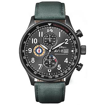 Hawker Hurrikaani Japanilainen Kvartsi Analoginen Man Watch AV-4011-0D Cowskin rannekoru