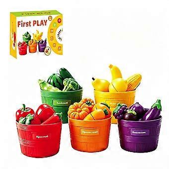 Kids Pretend Play Fruit Vegetable Sorting Bucket Toy