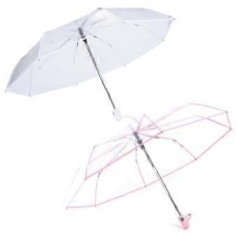 2Pcs Transparent Automatic Umbrella Rain Women Men Sun Windproof