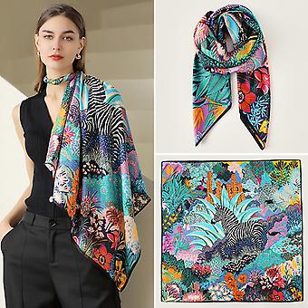 35 x 35 Women Square Stain Silk Like Head Scarf Hair Wrap Scarves Night Sleeping, Flower
