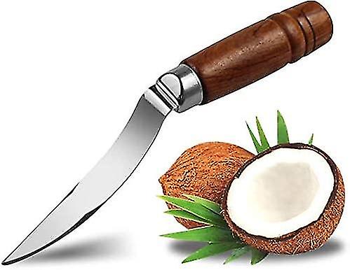 Coconut Tool Coconut Meat Remover Durable Wooden Handle Stainless Steel Coconut Opener Scraper Knife For Kitchen Home