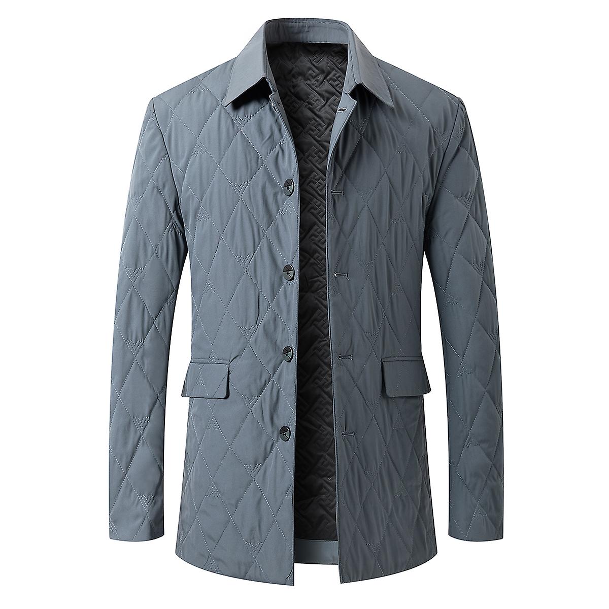 Cloudstyle Men's Casual Solid Color Single Breasted Lapel Plaid Coat