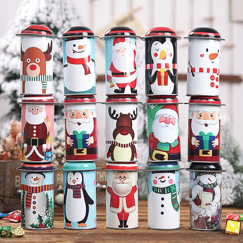 Random 1 Pcs Christmas Candy Tin Box Iron Storage Can Christmas Decoration Party Santa Claus
