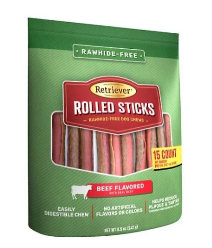 Retriever Rolled Sticks 661TSC Rawhide-Free Beef Flavor Dog Chews - 15 Count