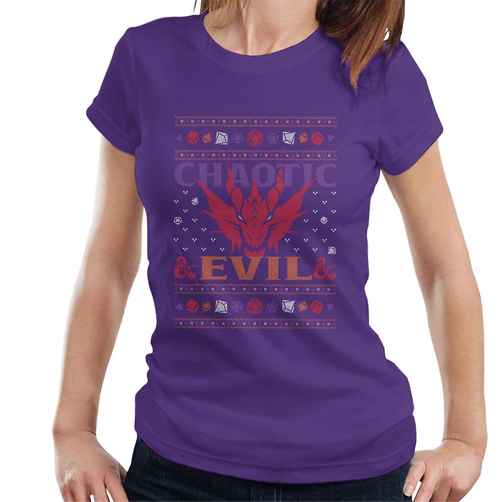 Dungeons & Dragons Chaotic Evil Christmas Knit Pattern Women's T-Shirt